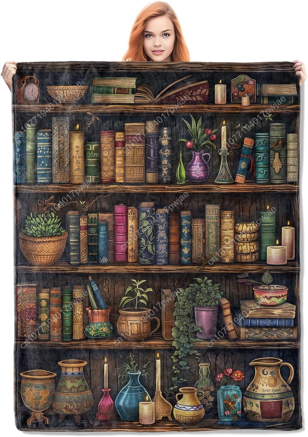 Vintage Home Textiles - Vintage Bookshelf Blanket Reading Fleece Throw