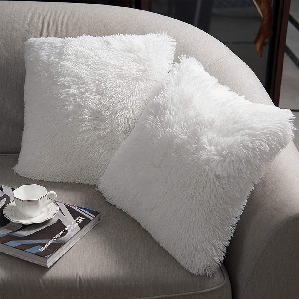 Pillow Insert 18X18 - Luxury Soft Faux Fur Fleece Cushion