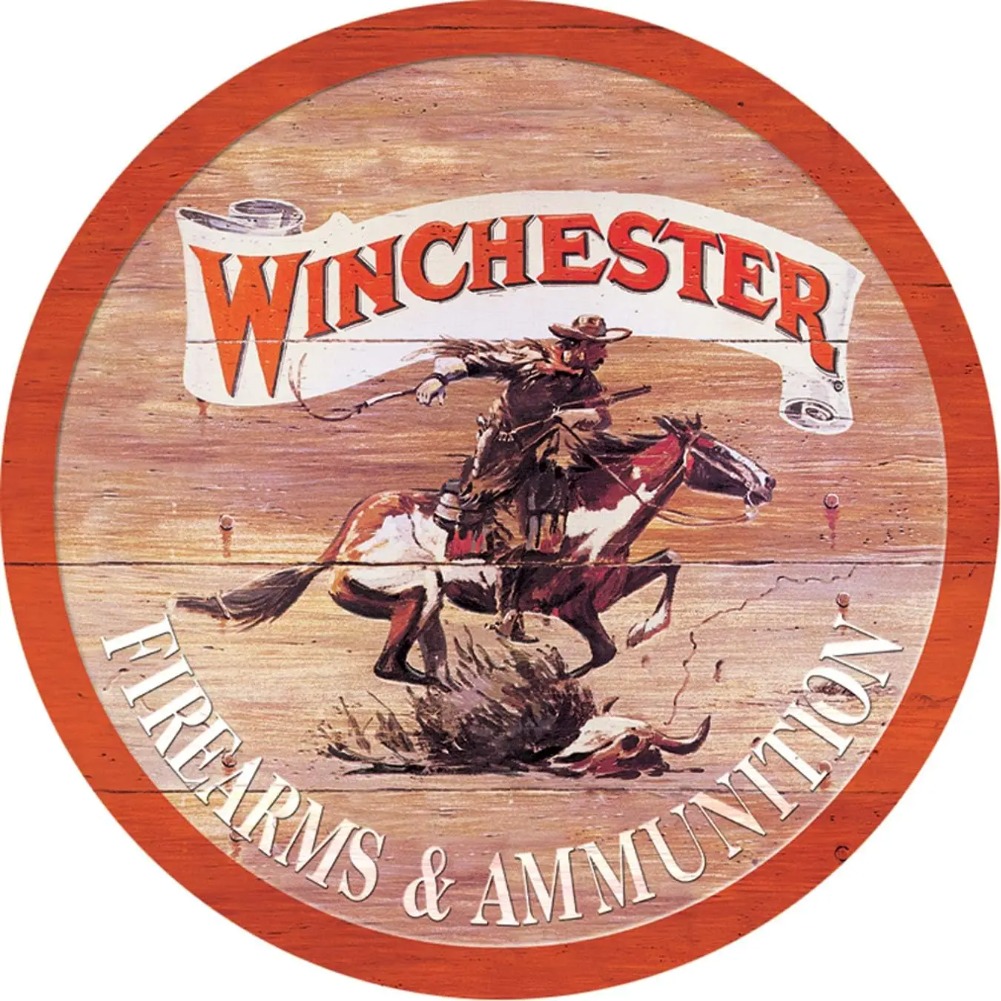Vintage Home Textiles - Desperate Enterprises Winchester Round Aluminum Sign