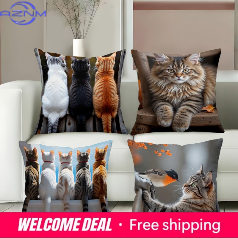 Home Textiles Images - Cute Cat Pillows With Different Cat