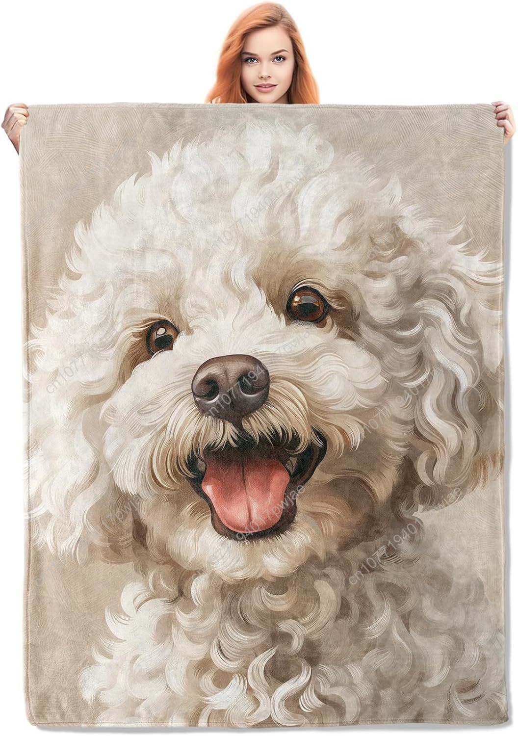Home Textiles Designer - Joyful Poodle Portrait Blanket Realistic Dog
