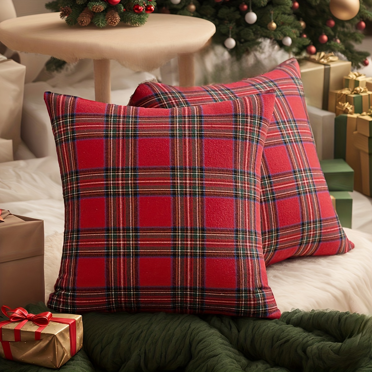 Pillow Insert 18X18 - 2pcs Christmas Plaid Pillow Covers Tartan