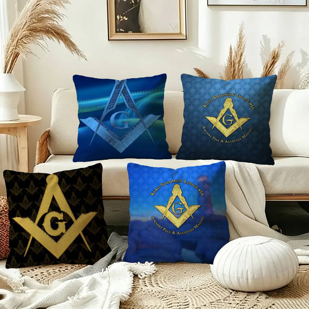 Home Textiles Logo - Masonic Lodge Freemasonry Logo Cushion Cover