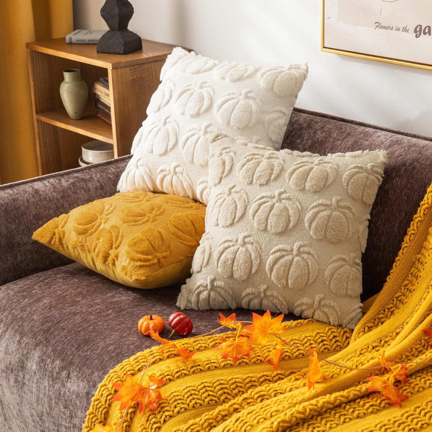 Beige Pumpkin Couch Pillow Cov - Pillow Insert 18X18 recension och pris
