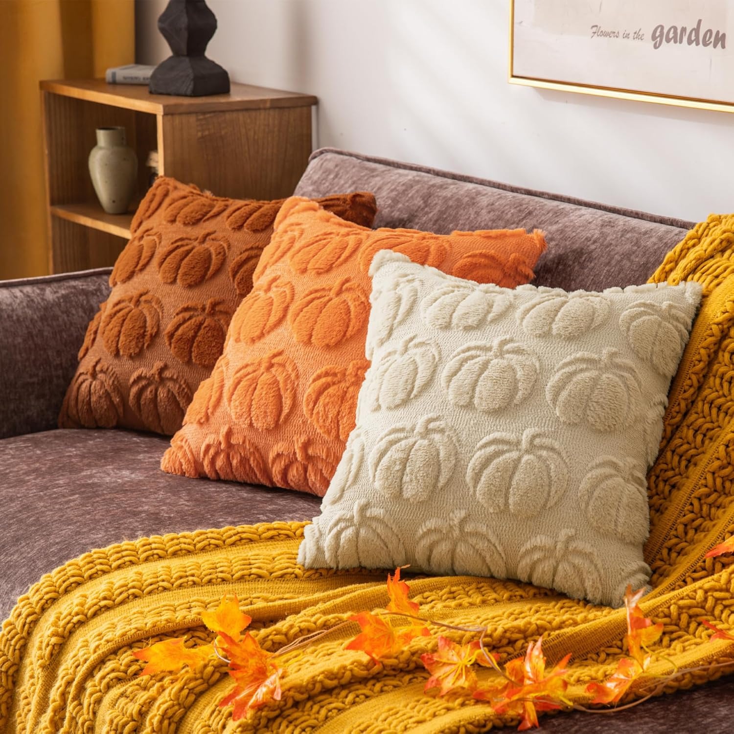 Beige Pumpkin Couch Pillow Cov - Pillow Insert 18X18 recension och pris