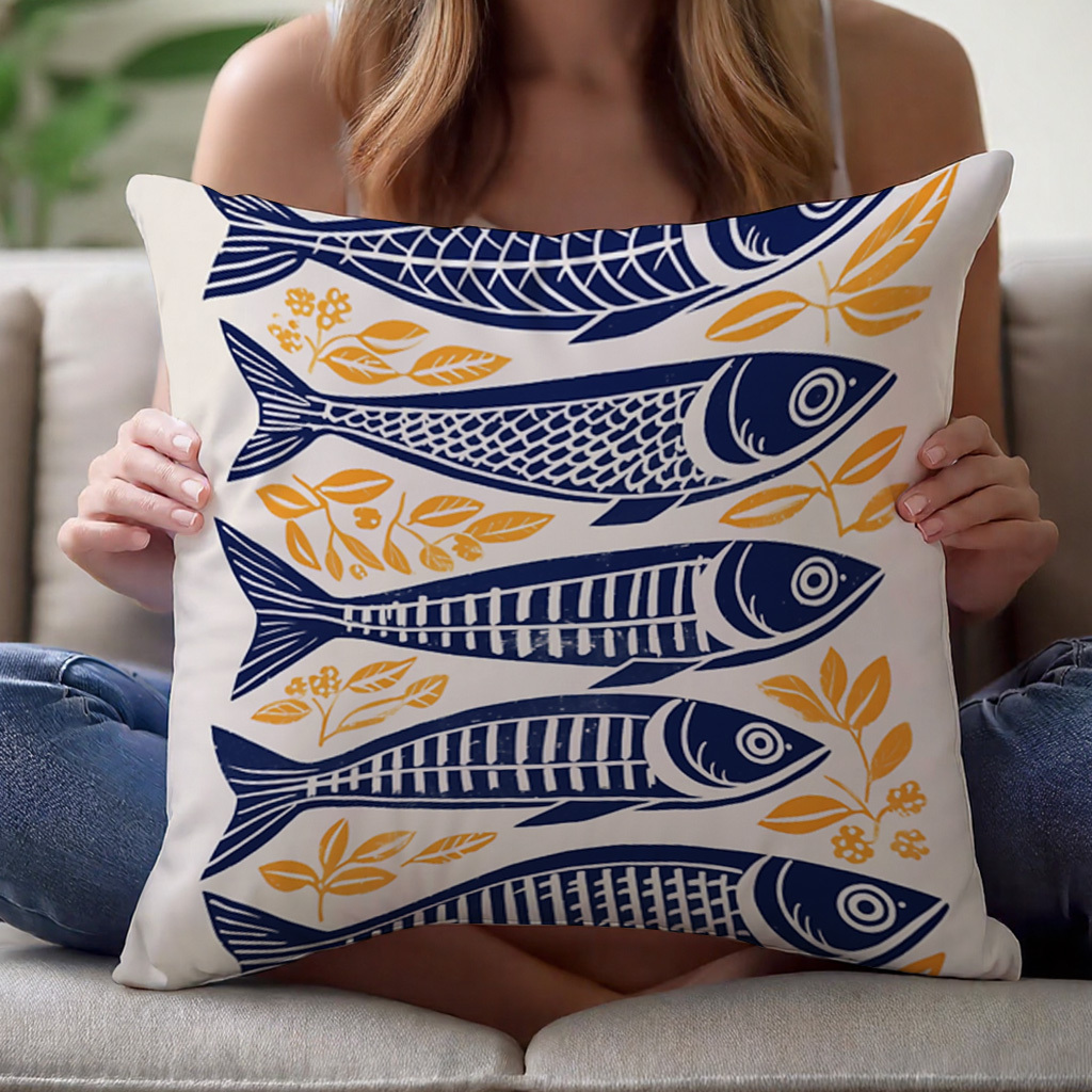 1pc Danish Woodcut Sardine Pil - Pillow Insert 18X18 recension och pris