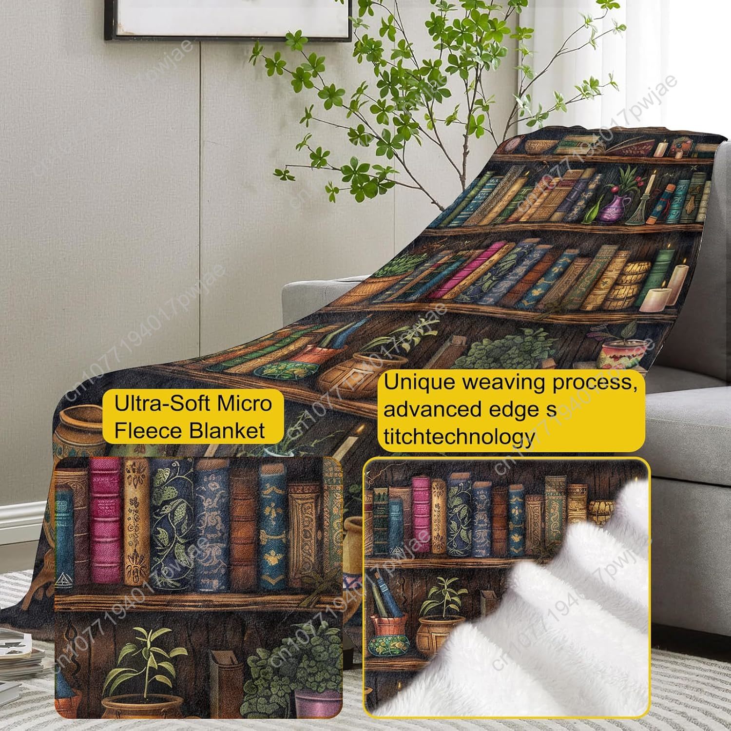 Vintage Bookshelf Blanket Read - Vintage Home Textiles recension och pris