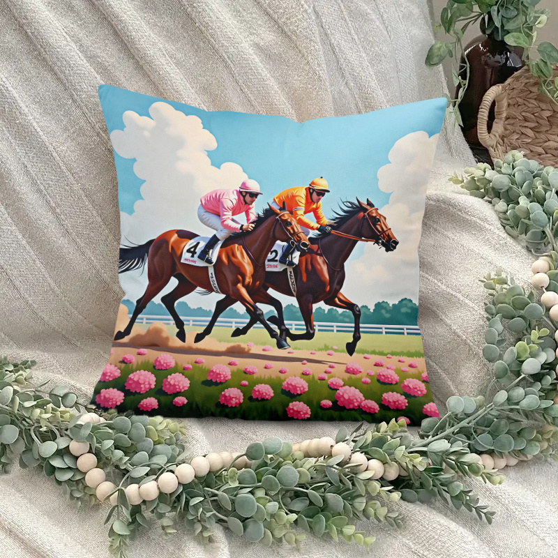 1pc Horse Racing Pillow Cover  - Pillow Insert 18X18 recension och pris