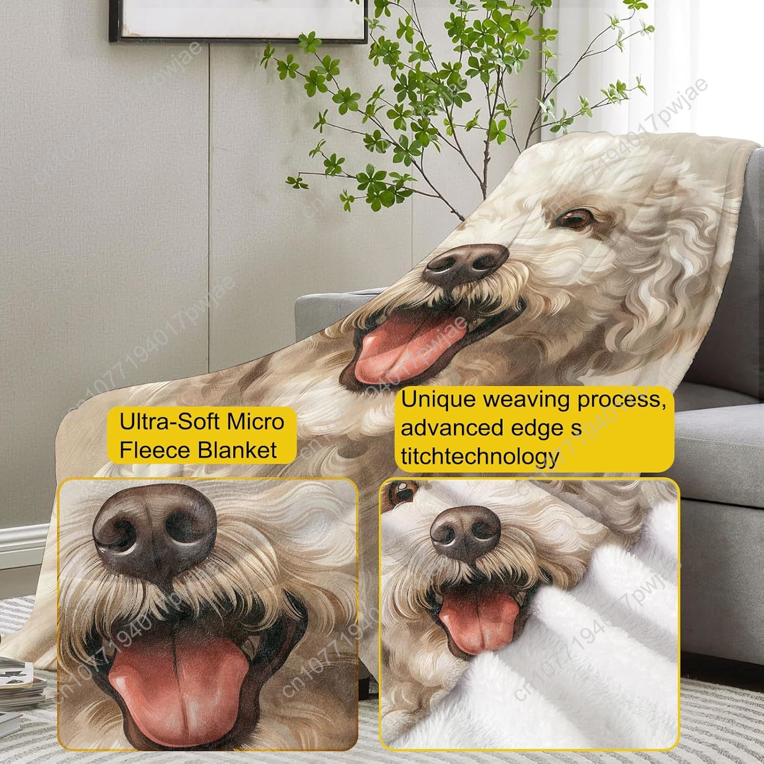 Joyful Poodle Portrait Blanket - Home Textiles Designer recension och pris