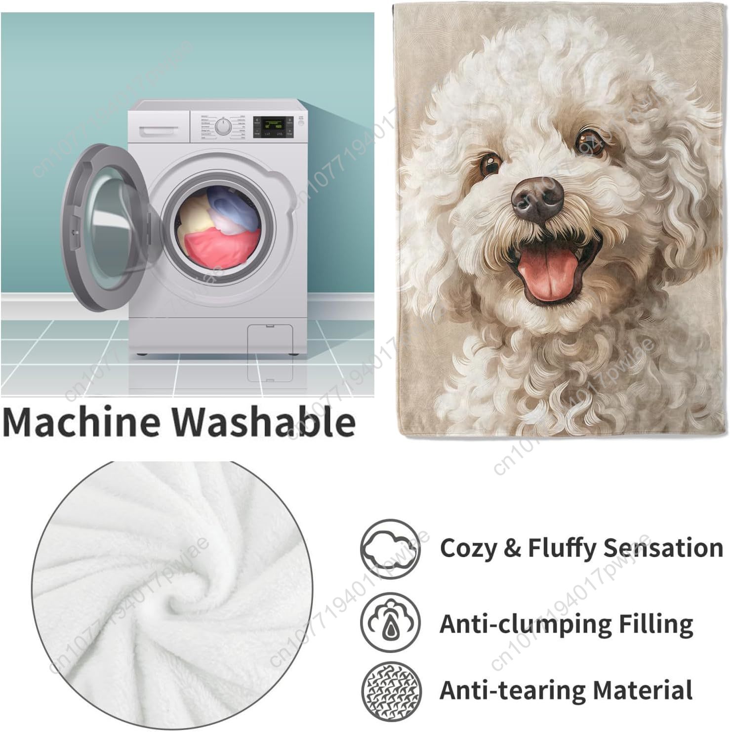 Joyful Poodle Portrait Blanket - Home Textiles Designer recension och pris