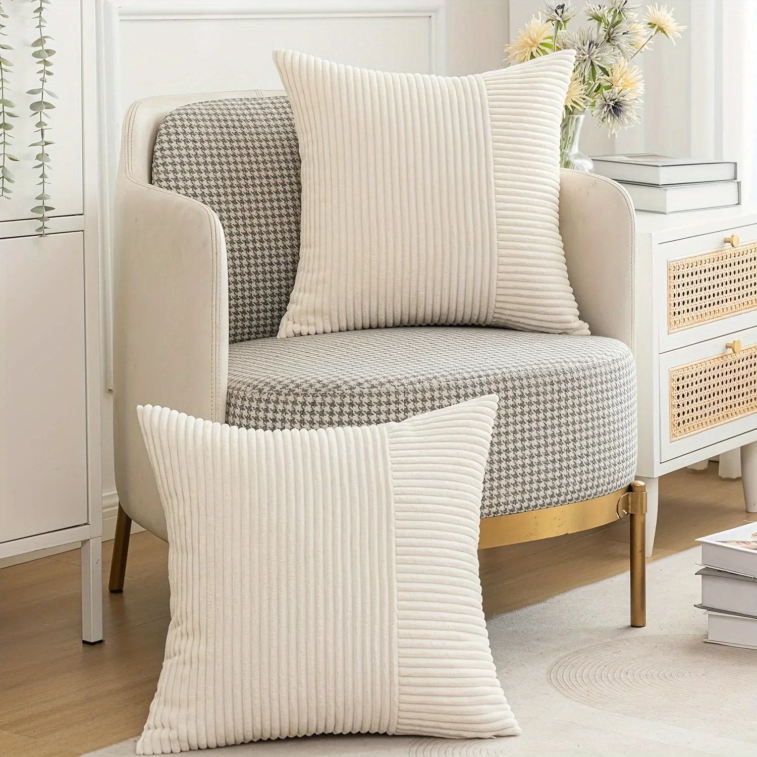 Beige Striped Striped Patchwor - Pillow Insert 18X18 recension och pris